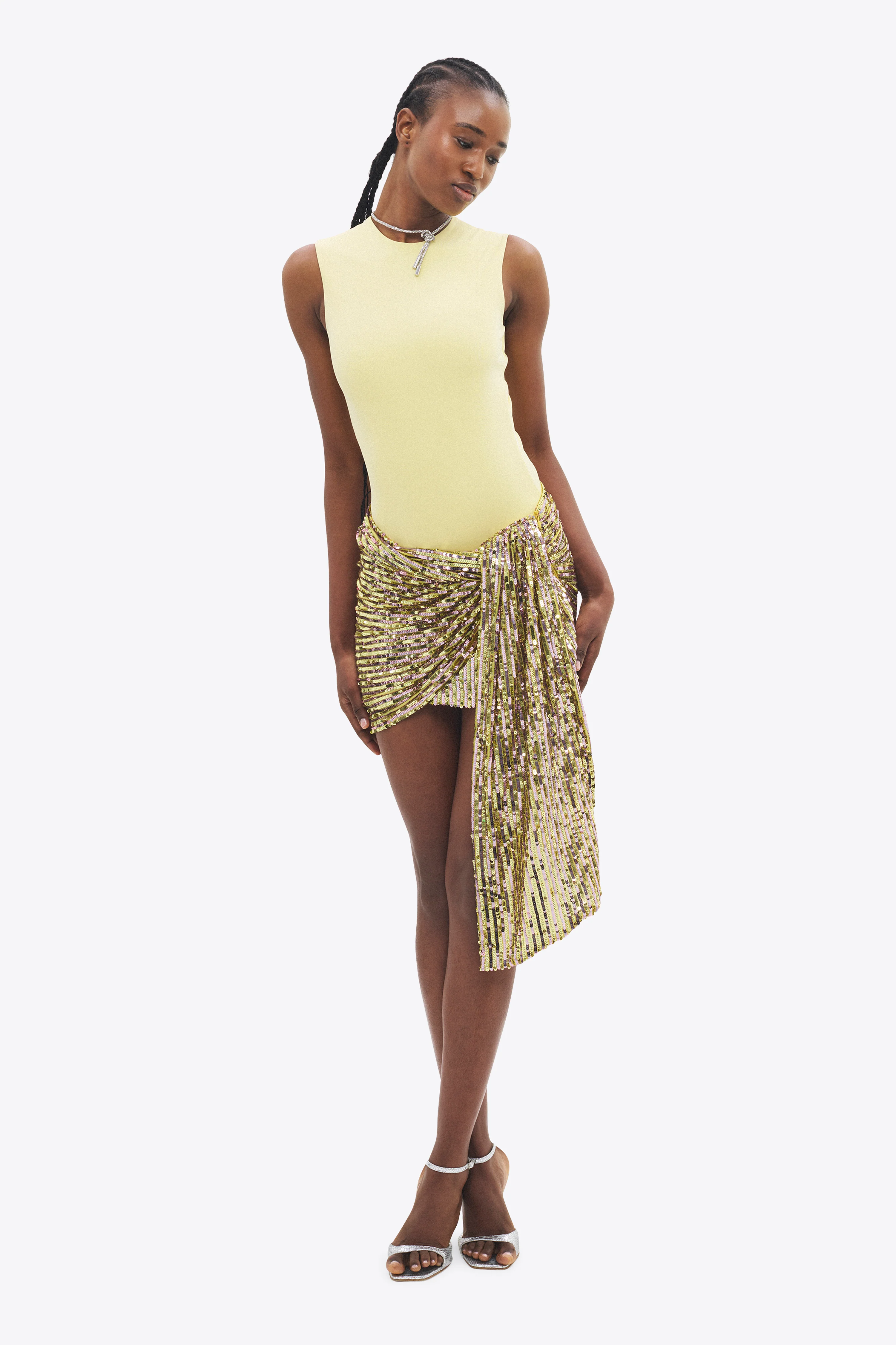 Wrapped Sequin Mini Skirt