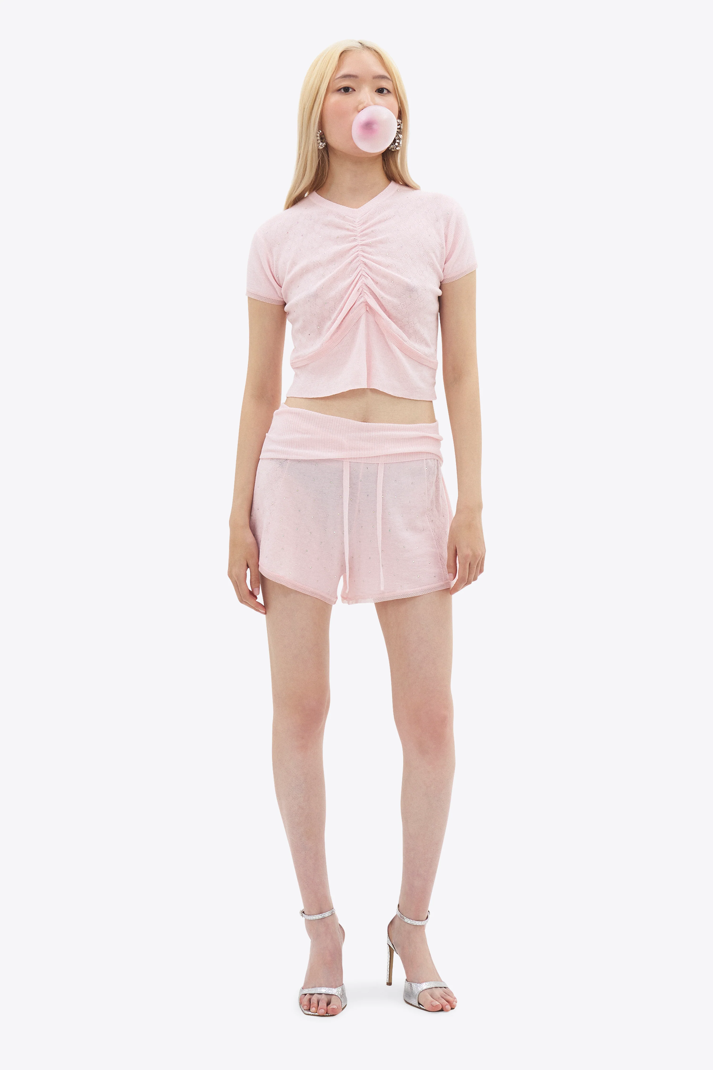 Girly Rib Knit Short Sleeve Top