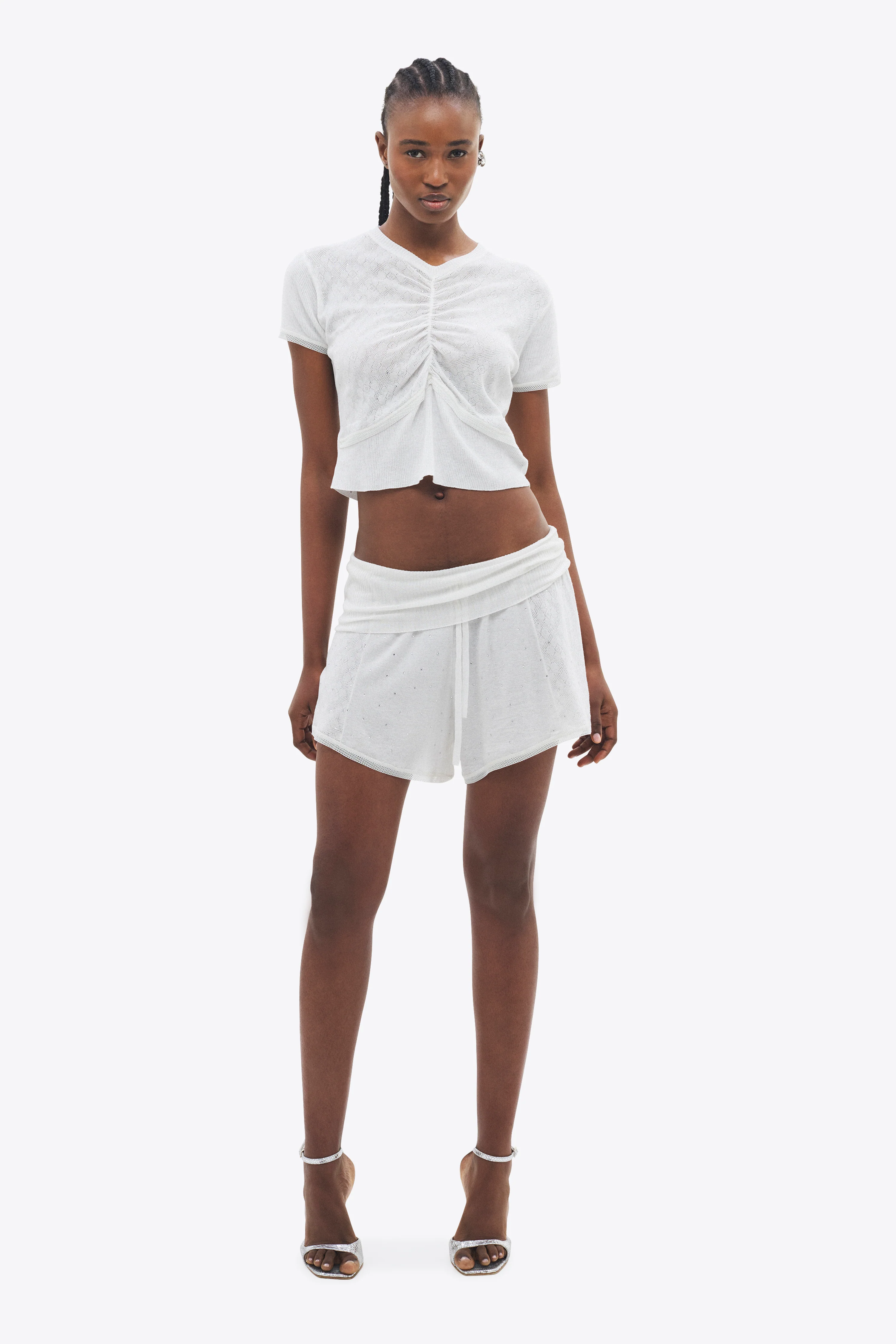 Girly Rib Knit Short Sleeve Top