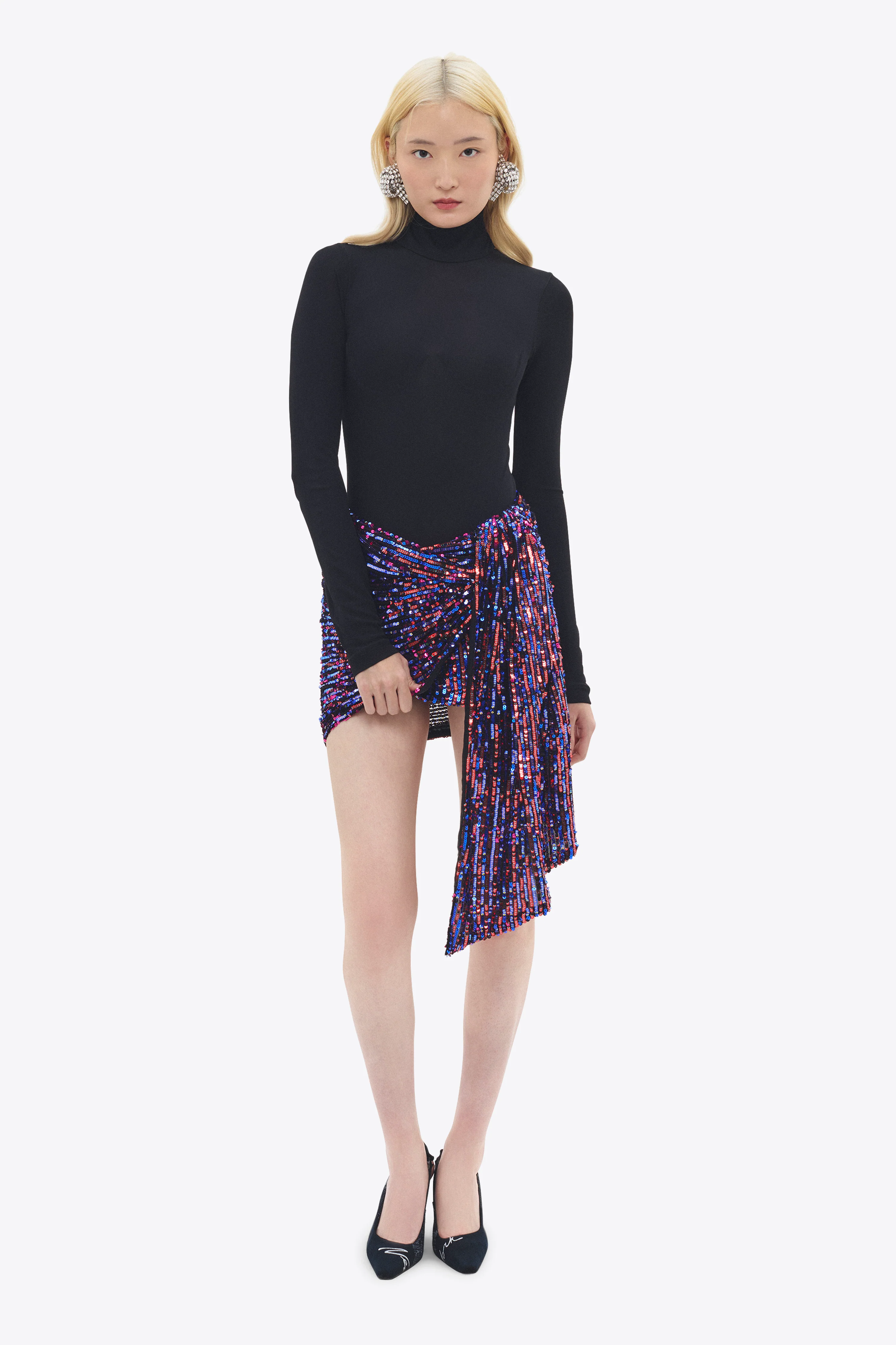 Wrapped Sequin Mini Skirt