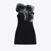 Embroidered Ombre Crystal Mini Dress