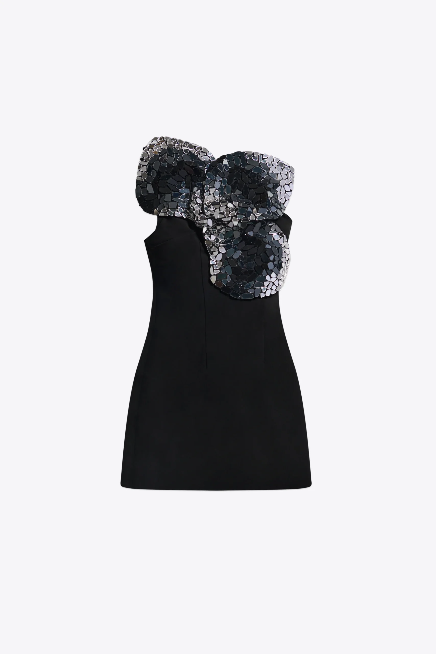 Embroidered Ombre Crystal Mini Dress