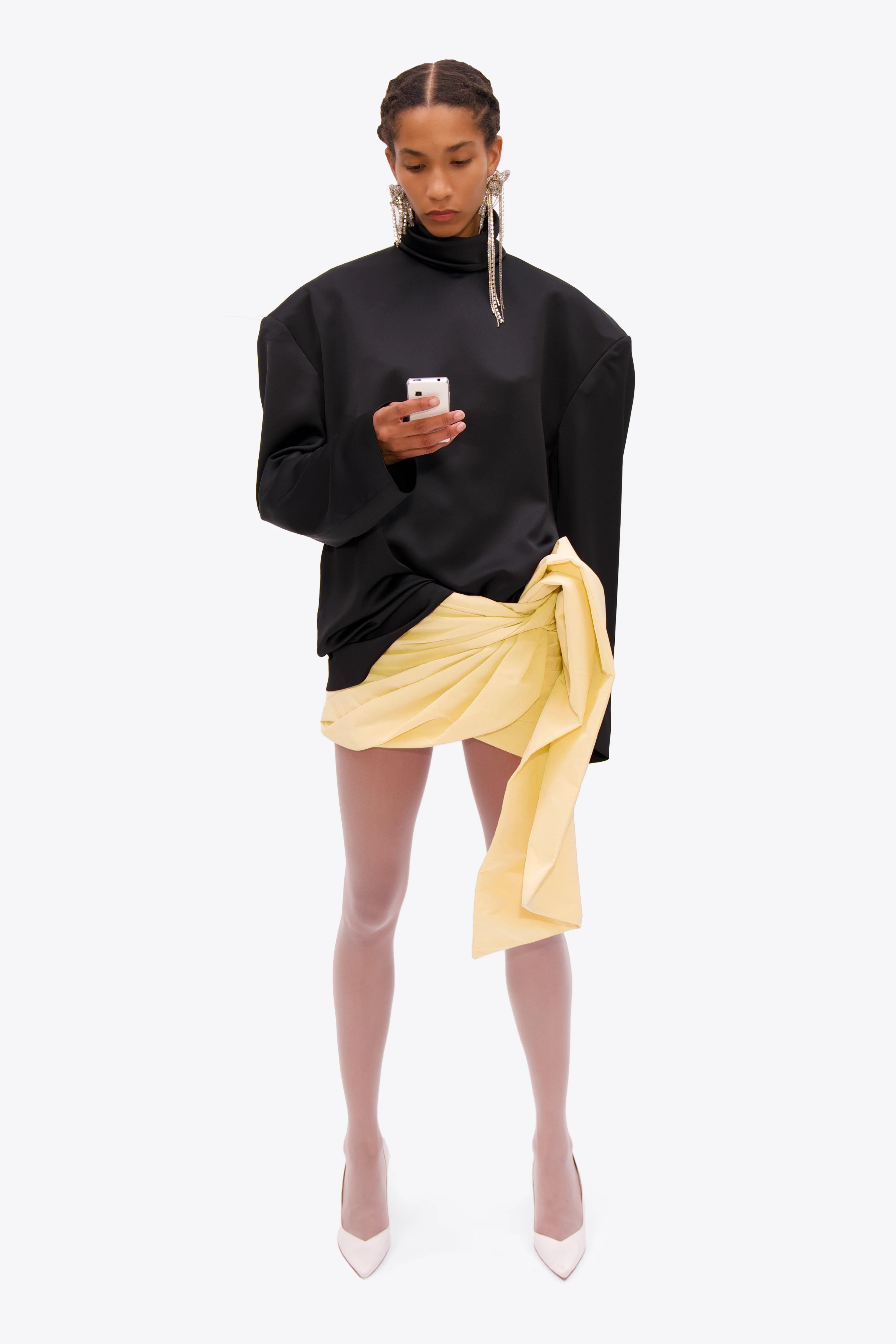 Taffeta Knot Mini Skirt
