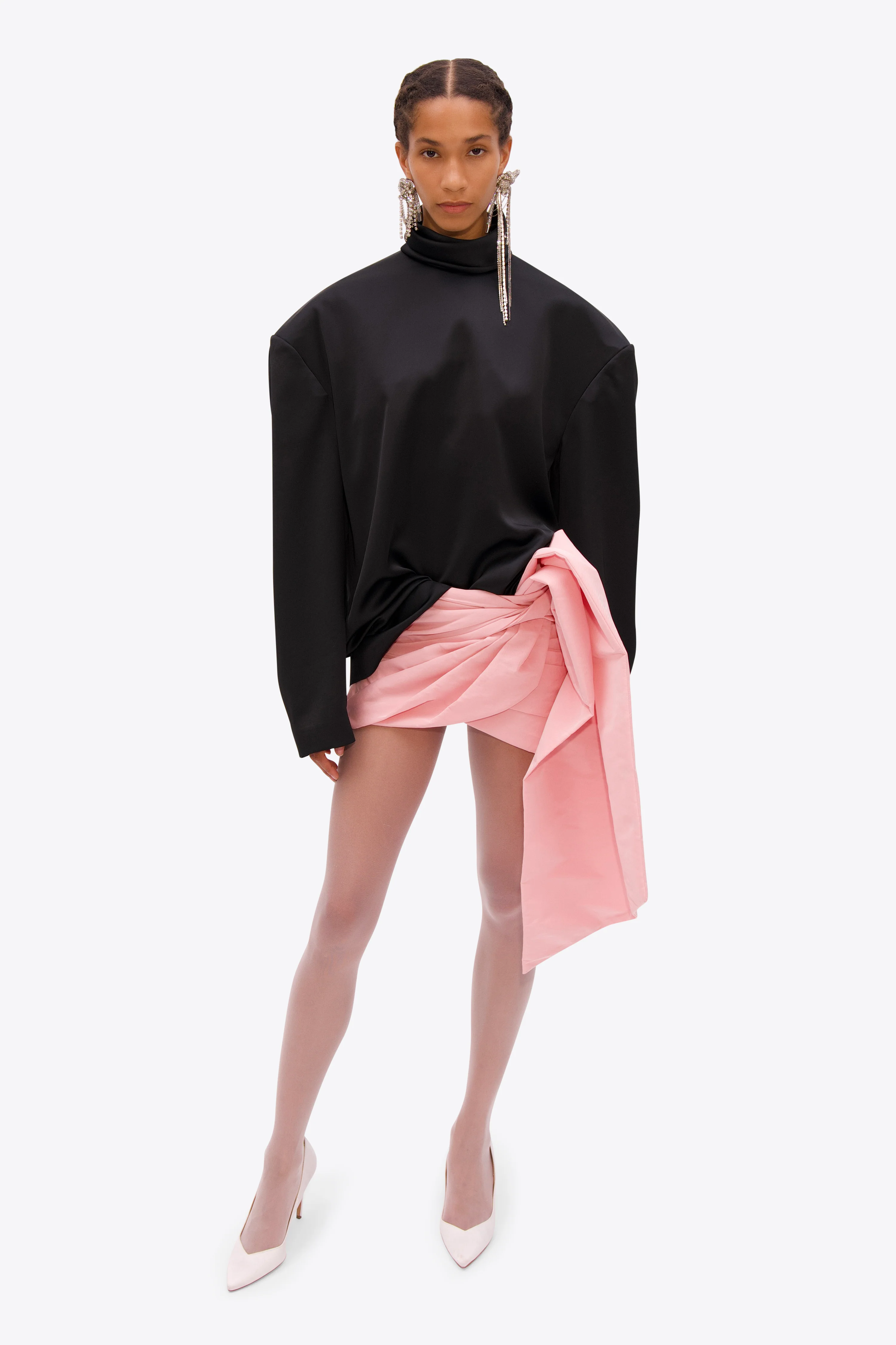Taffeta Knot Mini Skirt