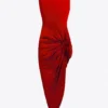 Crystal Cluster Draped Midi Dress
