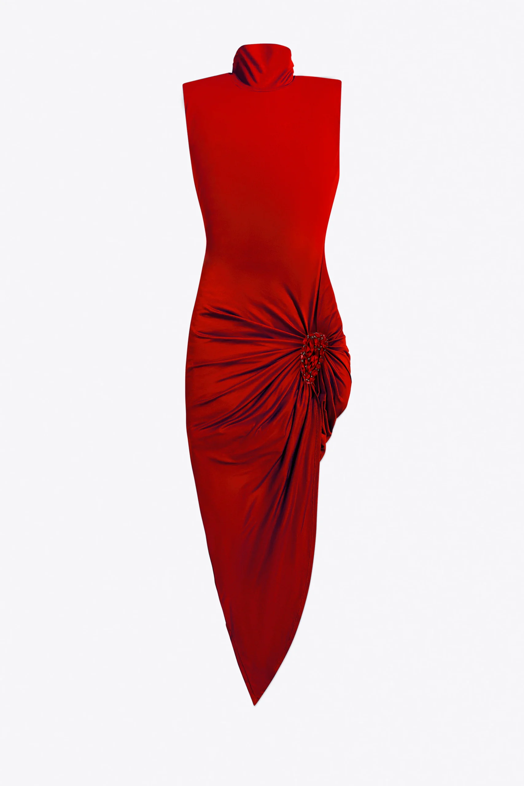 Crystal Cluster Draped Midi Dress