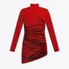 Crystal Cluster Draped Long Sleeve Mini Dress