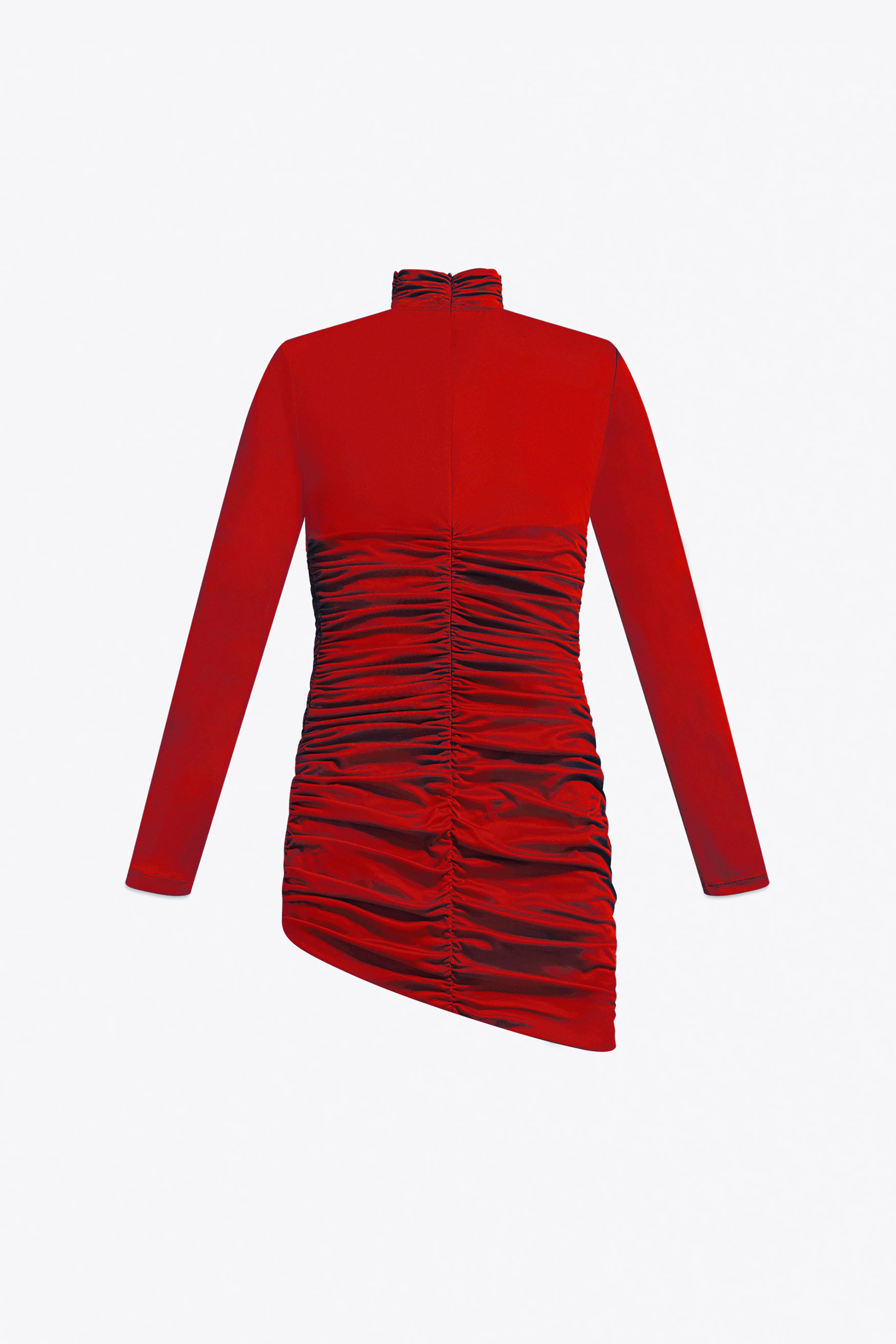 Crystal Cluster Draped Long Sleeve Mini Dress