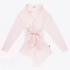 Satin Knot Oxford Shirt Dress
