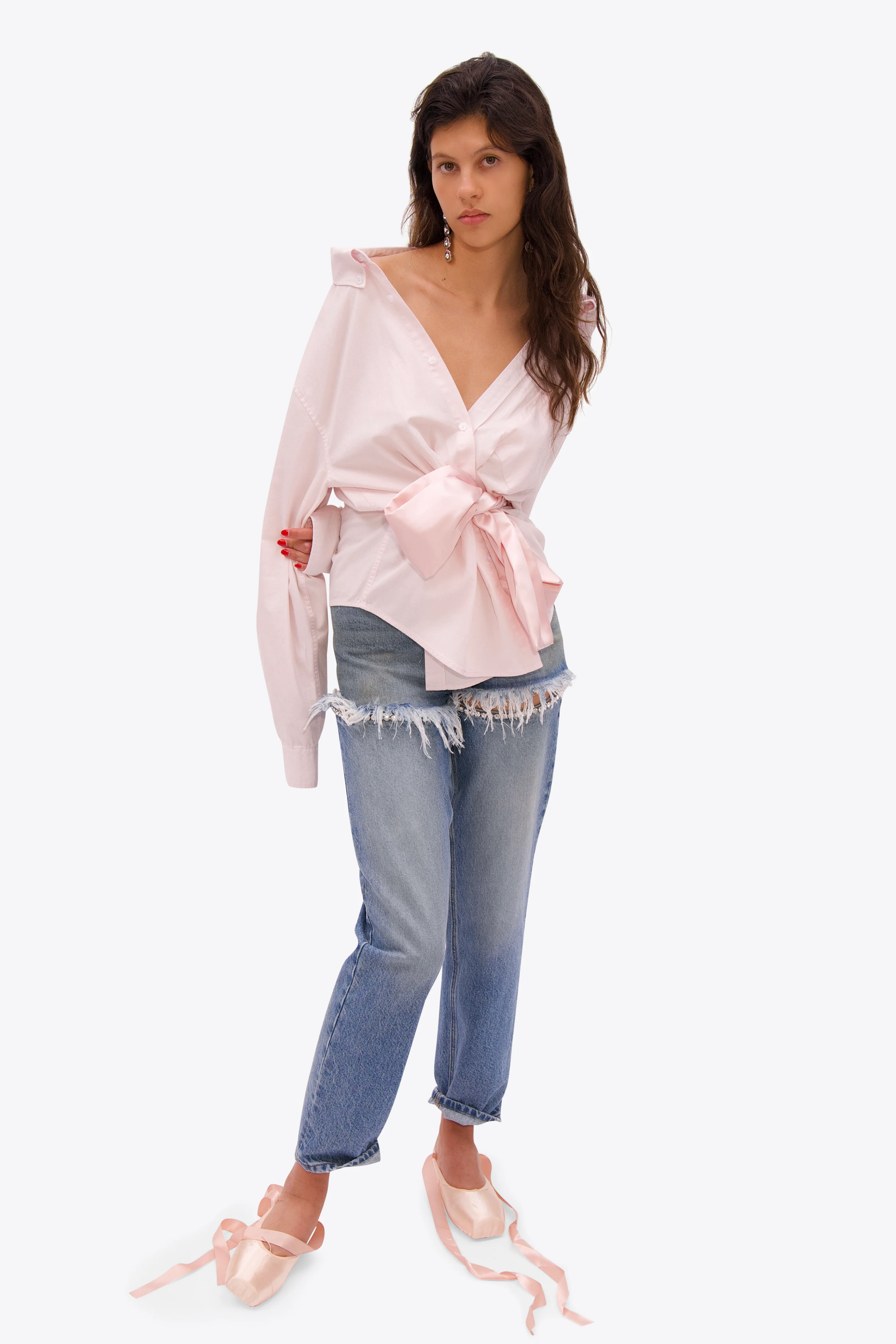 Satin Knot Oxford Shirt