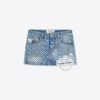 Crystal Fray Denim Mini Skirt