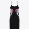 Colorblock Lily Flower Midi Dress