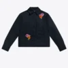 Embroidered Flower Cargo Jacket