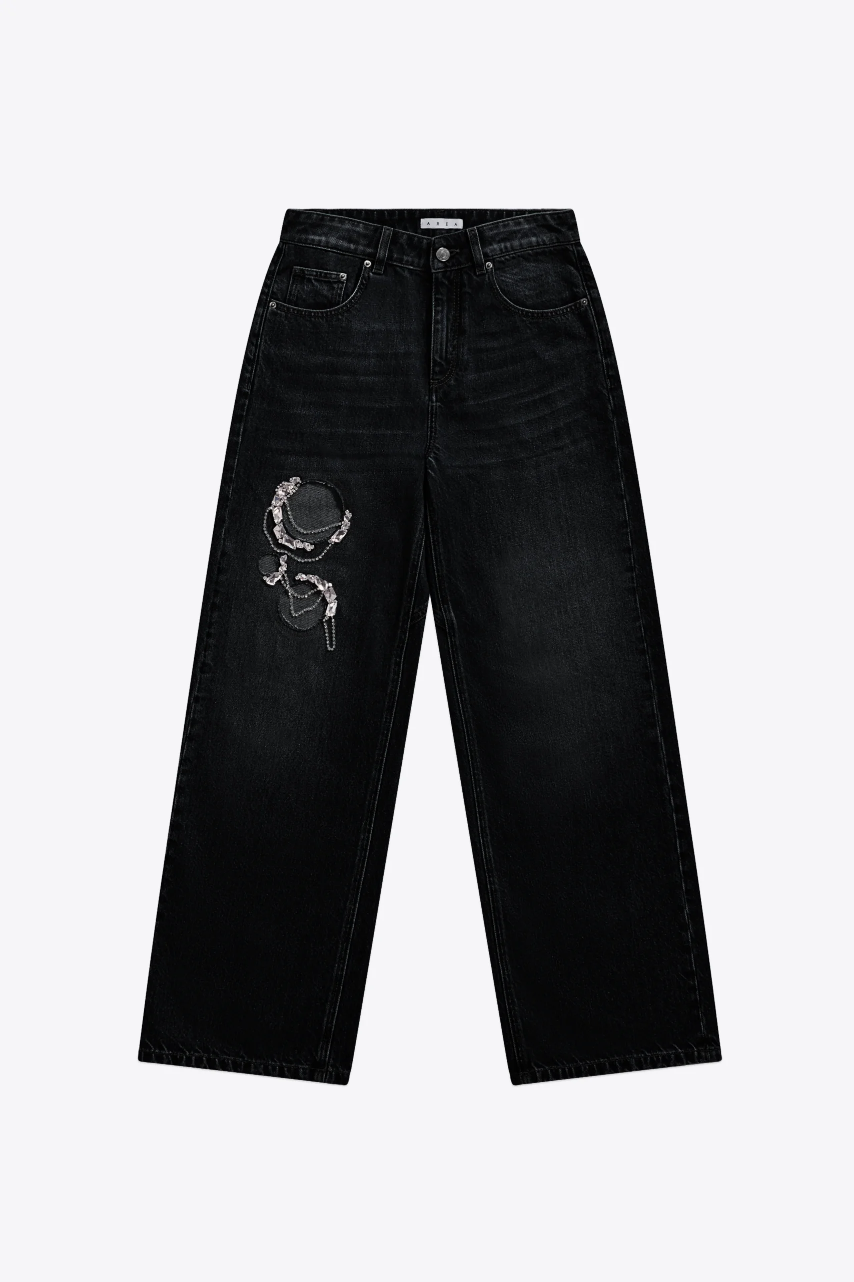 Crystal Chain Cutout Relaxed Jean