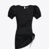 Crystal Flower Draped Short Sleeve Mini Dress
