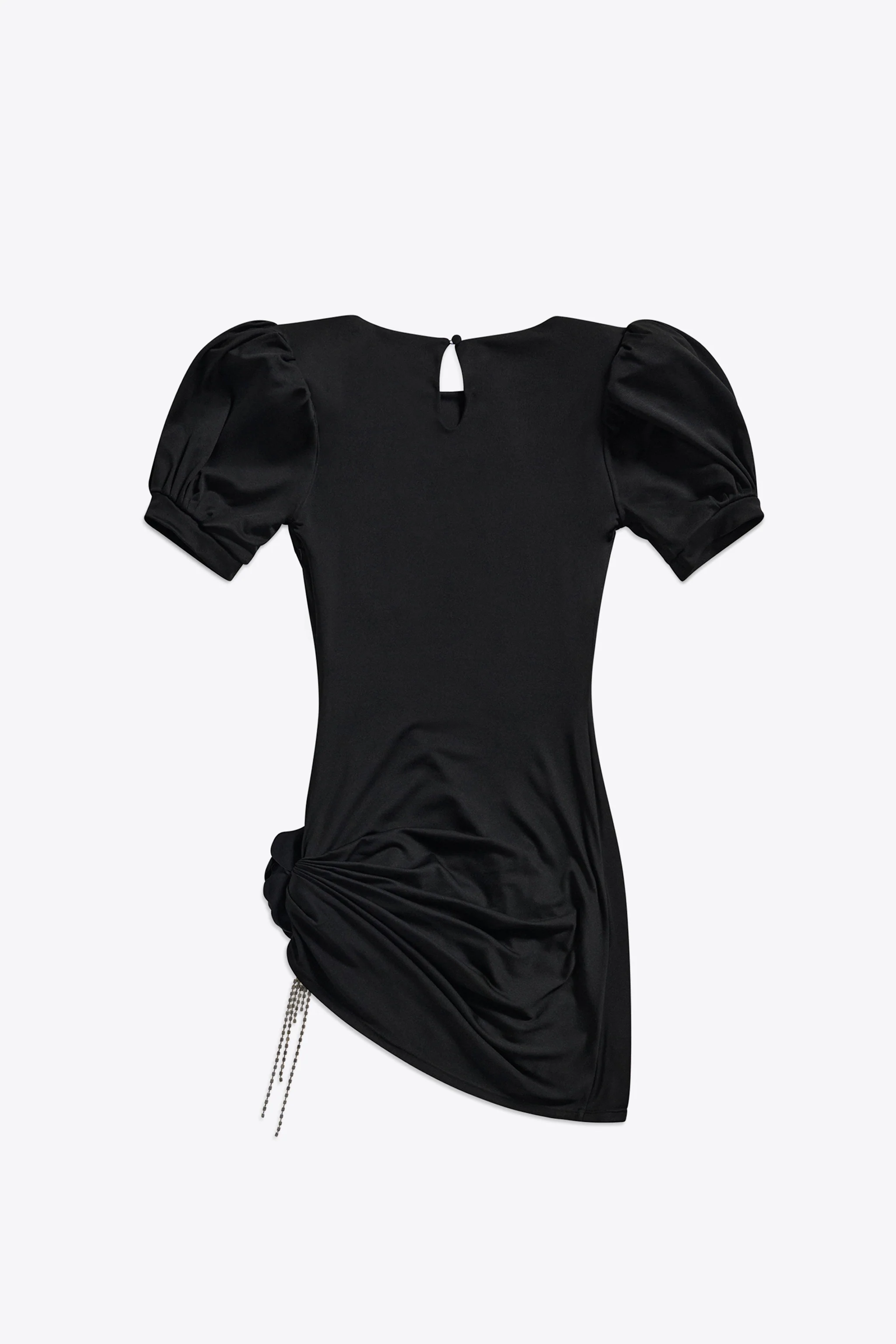 Crystal Flower Draped Short Sleeve Mini Dress