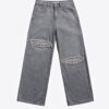 Distressed Crystal Relaxed Slit Jean