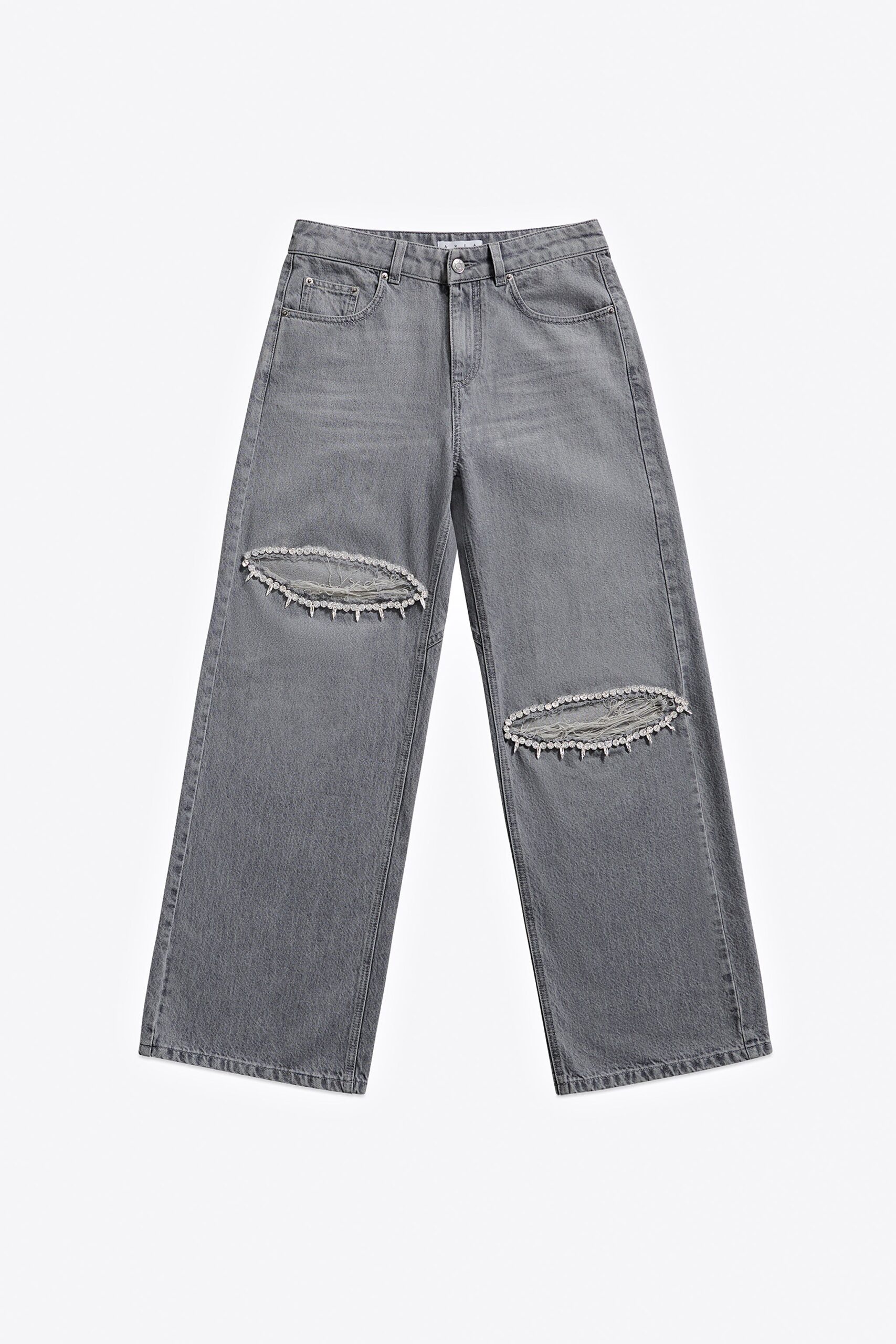 Distressed Crystal Relaxed Slit Jean