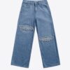 Distressed Crystal Relaxed Slit Jean